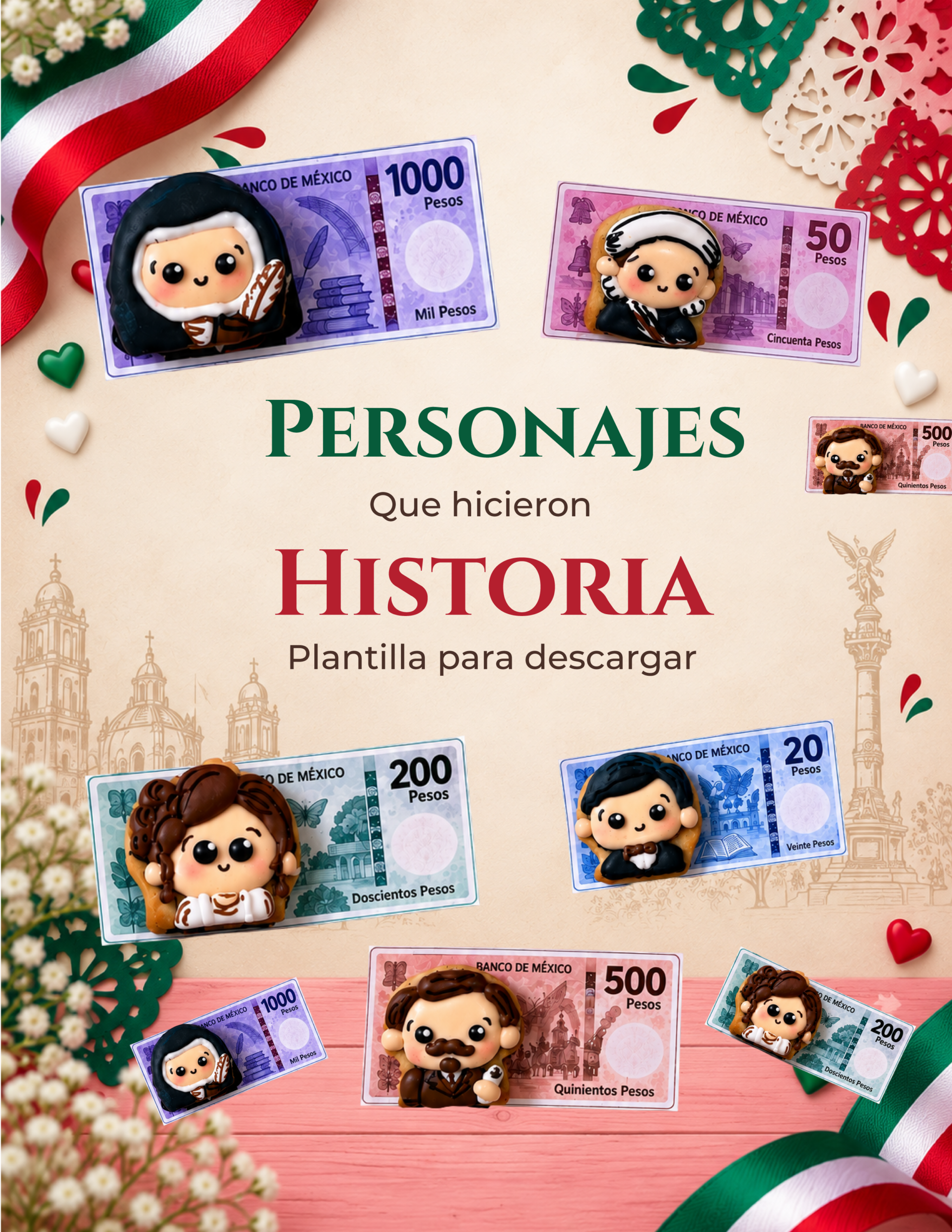 Plantillas Descargable Galletas con Forma de Billetes